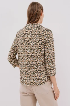 Cortefiel Blusas-Camisa elástica com botões Impress&atilde;o