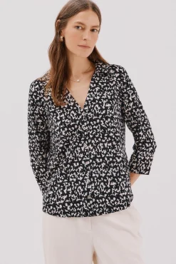 Cortefiel Blusas-Camisa elástica com botões Cinzento