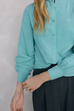 Pedro del Hierro Blusas-Camisa em bombazina Turquesa