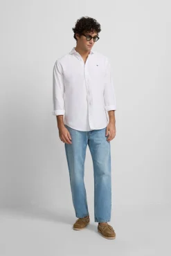 Silbon Camisas-Camisa esportiva Oxford com corte franzido Branco