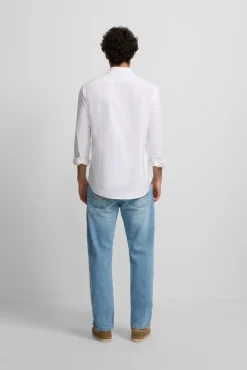 Silbon Camisas-Camisa esportiva Oxford com corte franzido Branco