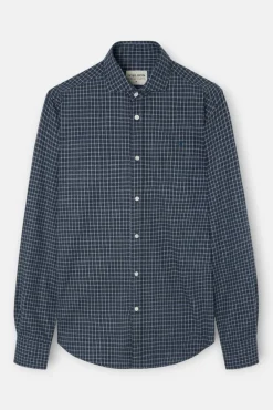 Silbon Camisas-Camisa esportiva xadrez Azul