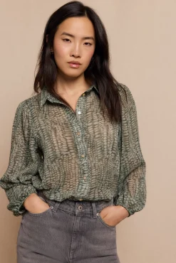 Slowlove Blusas-Camisa estampada Verde