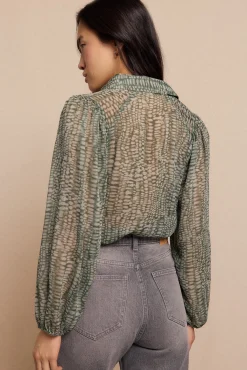 Slowlove Blusas-Camisa estampada Verde