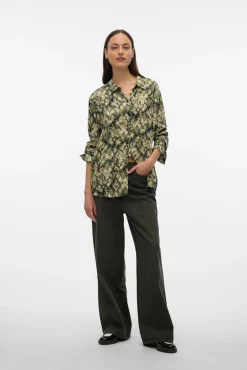 Vero Moda Blusas-Camisa estampada de manga comprida Verde