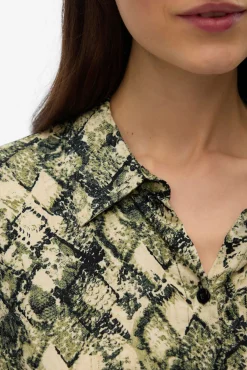 Vero Moda Blusas-Camisa estampada de manga comprida Verde