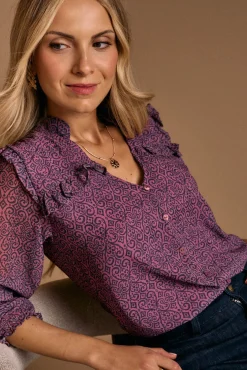 Polín Et Moi Blusas-Camisa estampada Idalia com babados Subiu