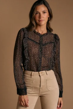 Polín Et Moi Blusas-Camisa estampado Ini Preto