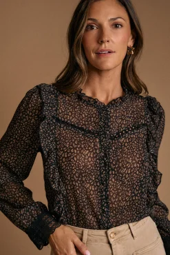 Polín Et Moi Blusas-Camisa estampado Ini Preto