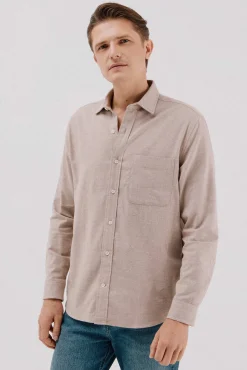 Cortefiel Camisas-Camisa flanela espinha Tostado