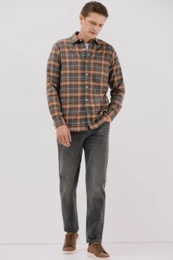 Cortefiel Camisas-Camisa flanela xadrez Castanho