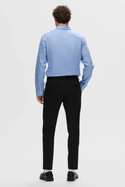 Selected Camisas|Camisas Clássicas-Camisa formal de corte justo em algodão orgânico. Azul