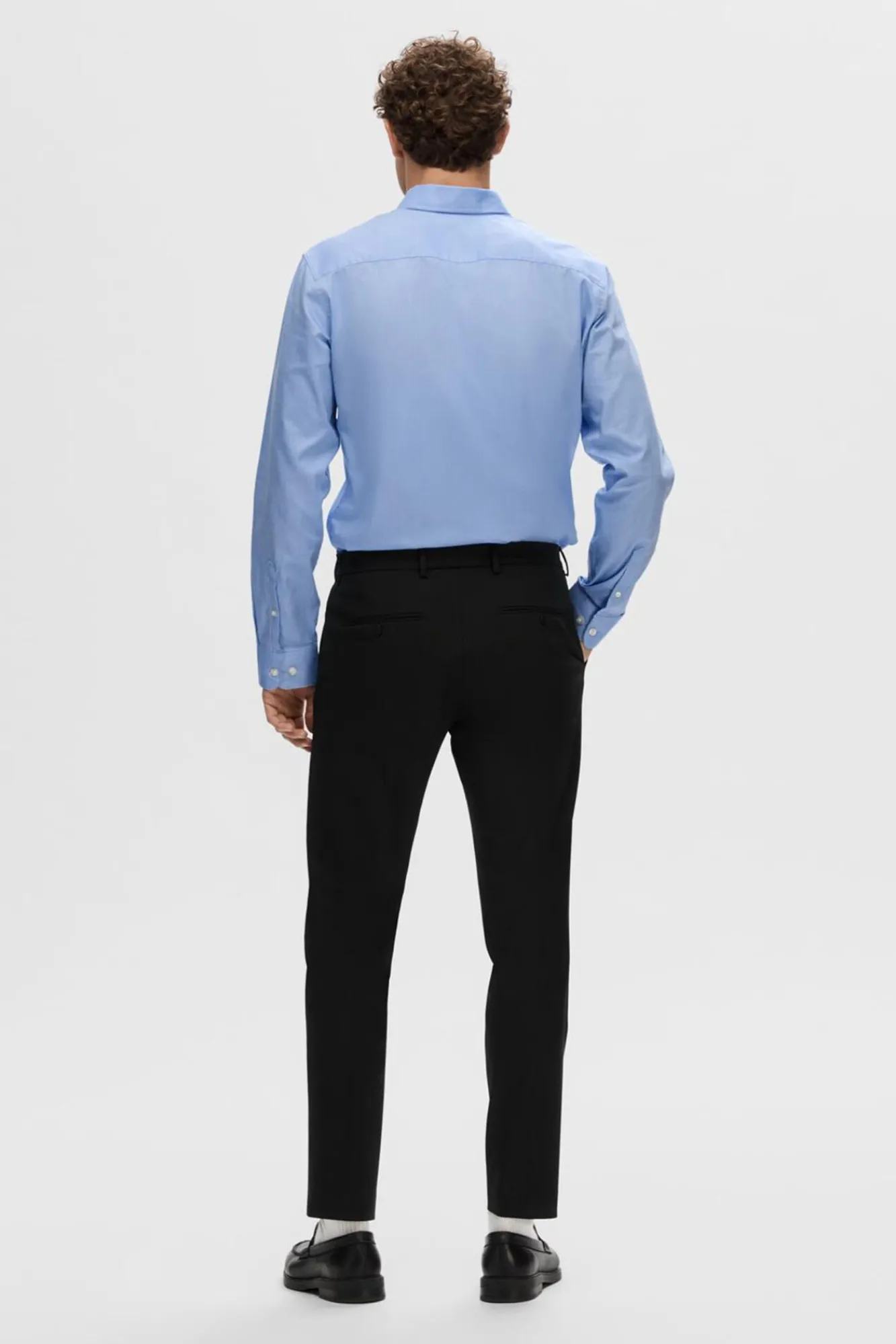 Selected Camisas|Camisas Clássicas-Camisa formal de corte justo em algodão orgânico. Azul