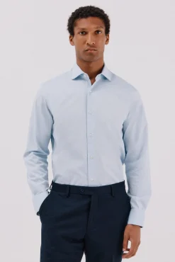 Cortefiel Camisas|Camisas Clássicas-Camisa gémeos lisa fácil de engomar Azul