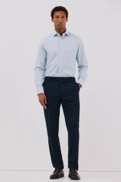 Cortefiel Camisas|Camisas Clássicas-Camisa gémeos lisa fácil de engomar Azul