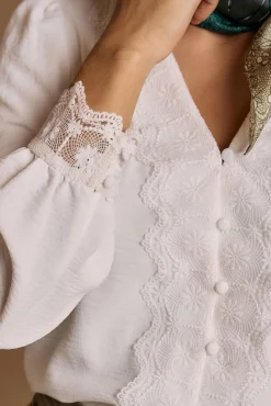 Polín Et Moi Blusas-Camisa Greta com detalhes bordados Branco