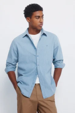 Springfield Camisas-Camisa jeans azul