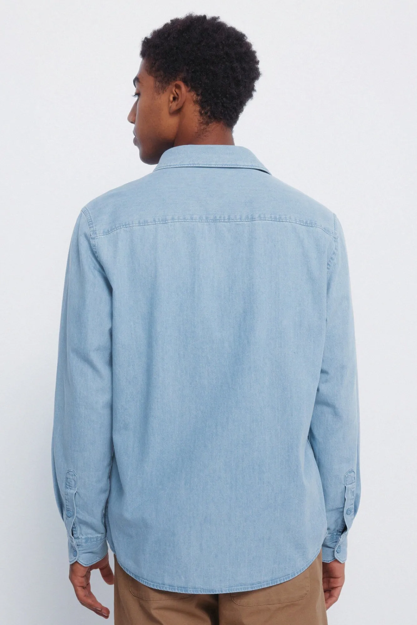 Springfield Camisas-Camisa jeans azul