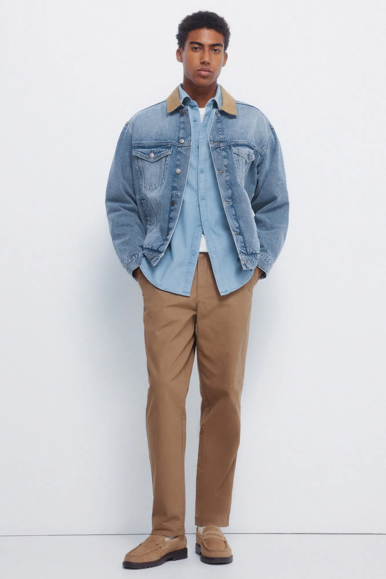 Springfield Camisas-Camisa jeans azul