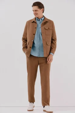 Cortefiel Camisas-Camisa jeans com bolso Azul