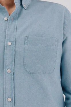 Cortefiel Camisas-Camisa jeans com bolso Azul