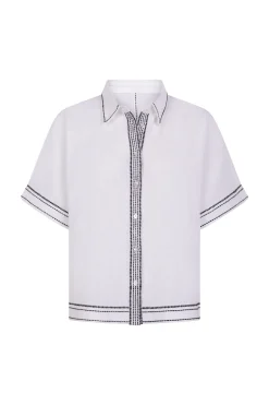 Pedro del Hierro Blusas-Camisa larga contrastante Branco