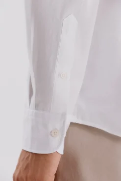 Cortefiel Camisas-Camisa lisa de algodão tencel Branco