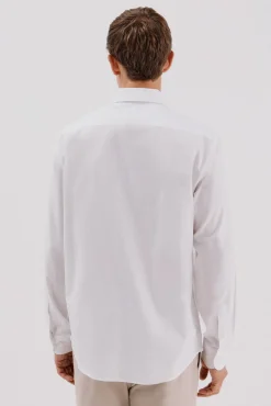 Cortefiel Camisas-Camisa lisa de algodão tencel Branco