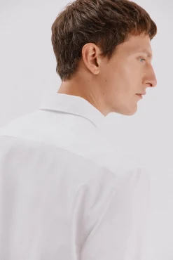 Cortefiel Camisas-Camisa lisa de algodão tencel Branco