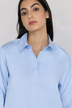 Pedro del Hierro Blusas-Camisa lisa oversized Azul
