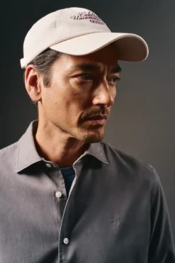 OOTO Camisas-Camisa liso de algodão tencel sarja Cinzento