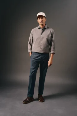 OOTO Camisas-Camisa liso de algodão tencel sarja Cinzento