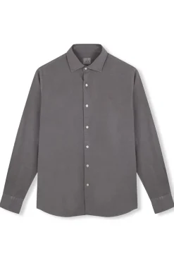 OOTO Camisas-Camisa liso de algodão tencel sarja Cinzento