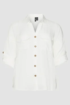 Vero Moda Curve Blusas-Camisa manga 3/4 tamanho grande Branco