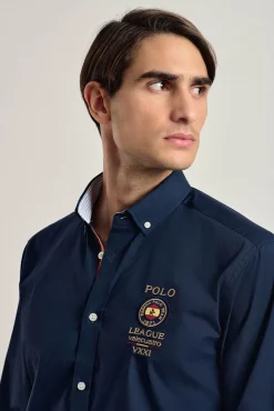 Valecuatro Camisas-Camisa masculina marinho Espanha Azul