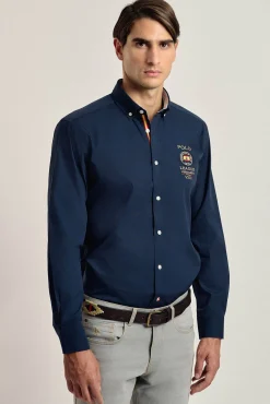 Valecuatro Camisas-Camisa masculina marinho Espanha Azul