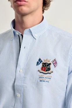 Valecuatro Camisas-Camisa masculina bandeiras azuis claras modelo Azul