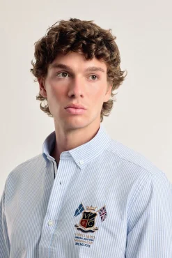 Valecuatro Camisas-Camisa masculina bandeiras azuis claras modelo Azul