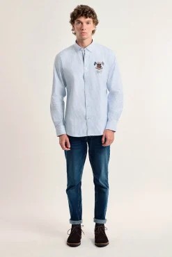 Valecuatro Camisas-Camisa masculina bandeiras azuis claras modelo Azul