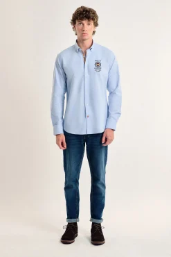 Valecuatro Camisas-Camisa masculina claro Espanha Azul