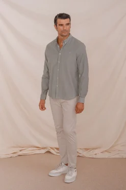 Celopman Camisas-Camisa micro veludo verde