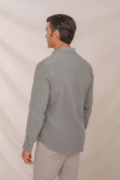 Celopman Camisas-Camisa micro veludo verde