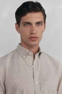 Pedro del Hierro Camisas-Camisa non-iron oxford liso Beige