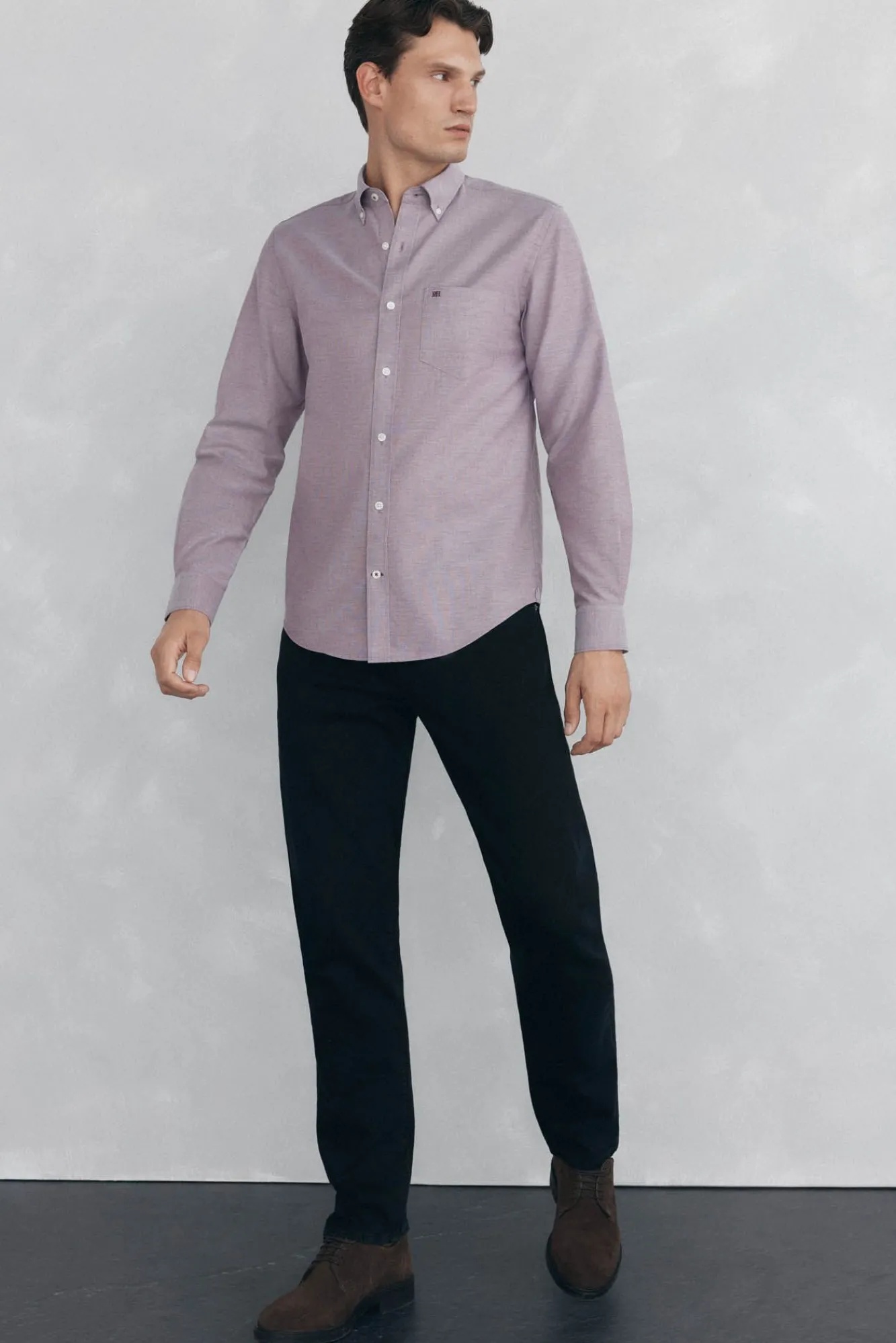 Pedro del Hierro Camisas-Camisa non-iron oxford liso Bordeaux