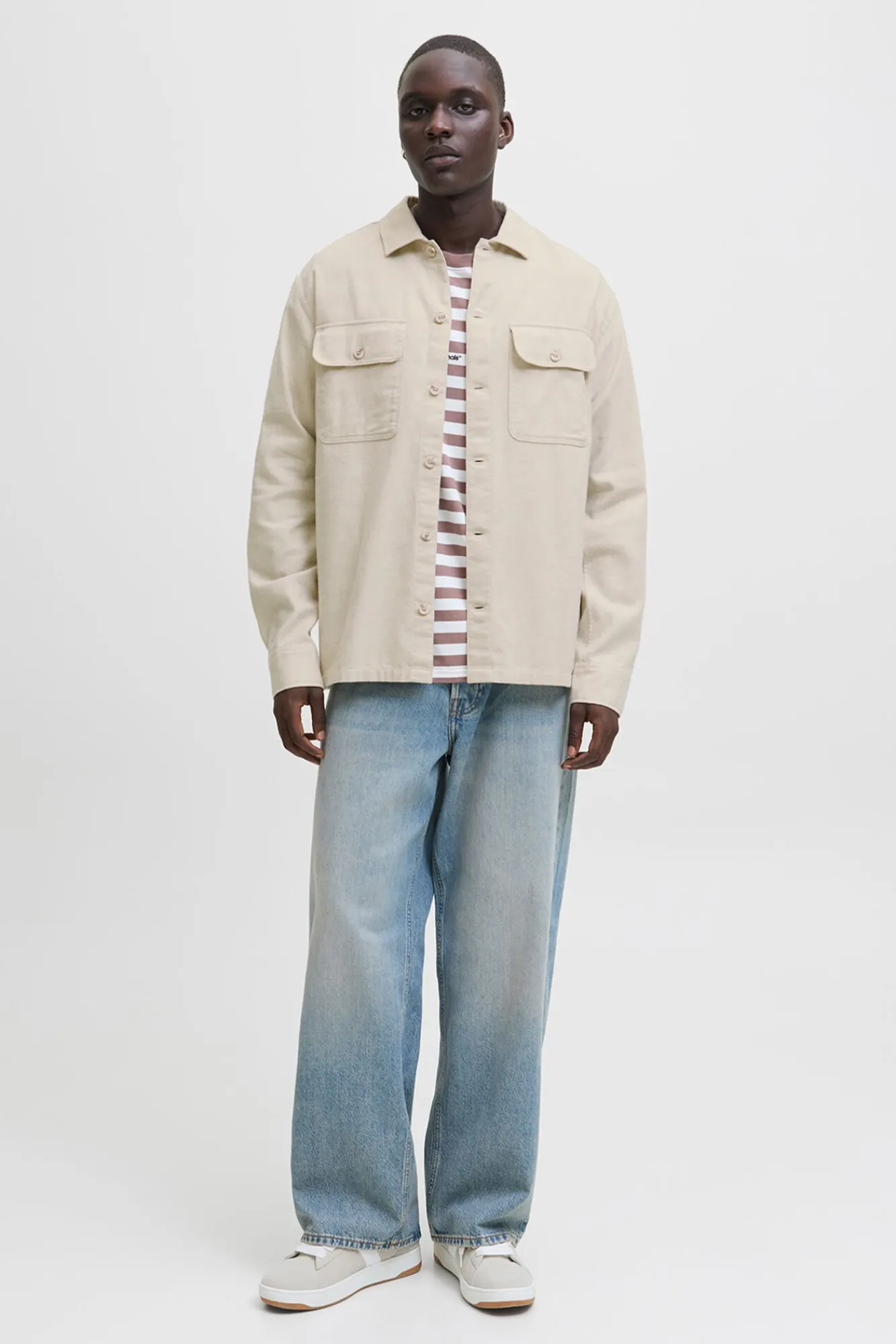 Jack & Jones Camisas-Camisa oversize com corte descontraído cinzento