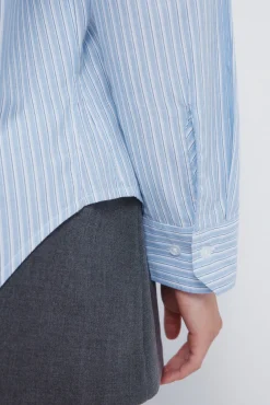 Springfield Blusas-Camisa oversized com bolso de remendo azul