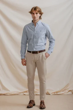 Celopman Camisas-Camisa Oxford azul