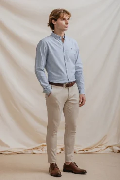 Celopman Camisas-Camisa Oxford azul