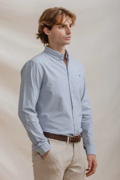 Celopman Camisas-Camisa Oxford azul
