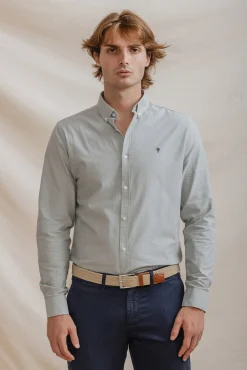 Celopman Camisas-Camisa Oxford verde